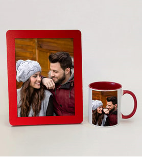 Fotoğraf Baskılı 15x21 Çerçeve Ve Sapı Kırmızı Kupa Bardak