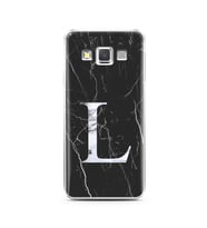 Samsung A3 (2015) Siyah Mermer Harf Tasarımlı Telefon Kılıfı L-Harfi 