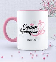 BK Gift Kişiye Özel Canım Öğretmenim Pembe Kupa Bardak  1