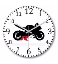 Yamaha R6 Silhouette Duvar Saati Bombeli Gercek Cam