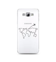 Çizgi Harita Tasarımlı Süper Şeffaf Silikon Telefon Kılıfı Samsung A8 (2015)  