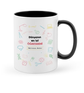 BK Gift Kişiye Özel Dünyanın En İyi Öğretmeni Siyah Kupa Bardak  14
