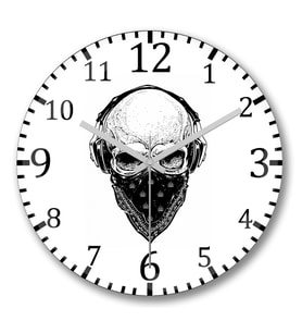 Skull Branca Feminina e Masculina Duvar Saati Bombeli Gercek Cam