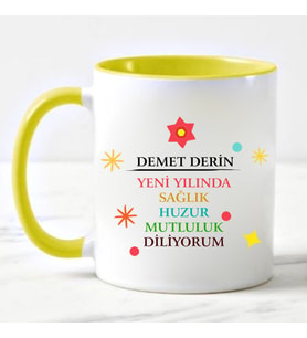 Yılbaşı Hediyesi İsimli Kupa Bardak Sarı