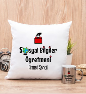 Sosyal Bilgiler Öğretmeni Yastık ve Silver Kupa Bardak