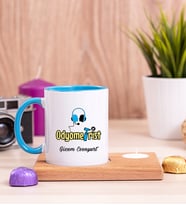 Odyometrist Ahşap Altlıklı Mumlu Mavi Kupa Bardak