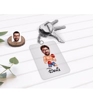 BK Gift Kişiye Özel Erkek Boksör Karikatürlü Şeffaf Pleksi Anahtarlık (Beyaz)