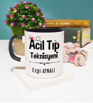Acil Tıp Teknisyeni Tasarımlı Kişiye Özel Acil Tıp Teknisyeni Kupa Bardak Siyah