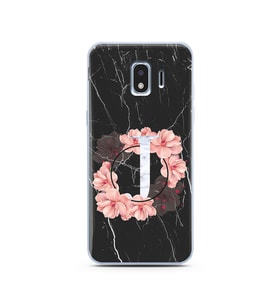 Mermer Çiçekli Harf Tasarım Süper Şeffaf Silikon Telefon Kılıfı Samsung J2 Pro (