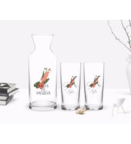 BK Gift Kişiye Özel Renkli Baskılı Harf ve İsim Tasarımlı İkili Rakı Bardağı ve Karaf Hediye Seti-5 (Model 1)