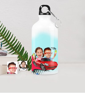 BK Gift Kişiye Özel Kardeşler Karikatürlü Metal Suluk 500 Ml