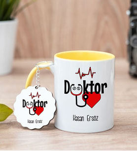 Doktor Sarı Kupa Bardak Ve Anahtarlık Set