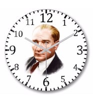Mustafa  Kemal  Atatürk  Duvar Saati Bombeli Gercek Cam