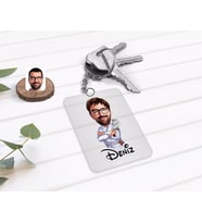 BK Gift Kişiye Özel Erkek Kasap Karikatürlü Şeffaf Pleksi Anahtarlık (Beyaz)