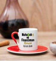 Muhasebe Ve Finansman Öğretmeni Kırmızı Türk Kahvesi Fincanı