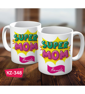 Süper Mom İsimli Kişiye Özel Anneler Gününe Özel Kupa Bardak