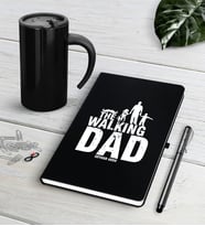 BK Gift Kişiye Özel Walking Dad Siyah Defter Kalem Termos Mug Seti-1 (Model 1)