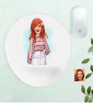 BK Gift Kişiye Özel Bayan Anime Karikatürlü Bilek Destekli Mouse Pad-2 (Beyaz)
