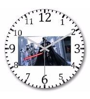 Star Wars    Duvar Saati  Bombeli Gercek Cam
