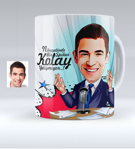 BK Gift Kişiye Özel Bay Spiker Karikatürlü Beyaz Kupa Bardak  1