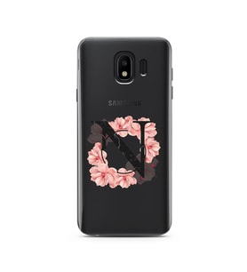 Pembe Çiçekli Harf Tasarım Süper Şeffaf Silikon Telefon Kılıfı Samsung J4 (2018)