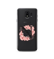 Pembe Çiçekli Harf Tasarım Süper Şeffaf Silikon Telefon Kılıfı Samsung J4 (2018)