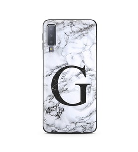 Samsung A7 (2018) Beyaz Mermer Harf Tasarımlı Telefon Kılıfı G-Harfi 