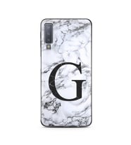 Samsung A7 (2018) Beyaz Mermer Harf Tasarımlı Telefon Kılıfı G-Harfi 