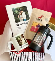 Özelleştirelebilir Spotify French Press & Filtre Kahveli Sevgiliye Hediye Seti