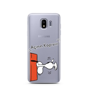 Snoopy Tasarımlı Süper Şeffaf Silikon Telefon Kılıfı Samsung J4