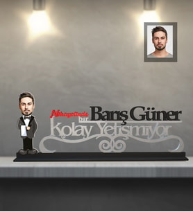 Kişiye Özel Şef Garson Karikatürlü Kolay Yetişmiyor Ahşap Biblo Bay-1