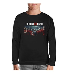 La Casa De Papel - All Siyah Çocuk Sweatshirt