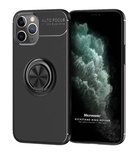 Microsonic Apple iPhone 11 Pro Max Kılıf Kickstand Ring Holder Siyah