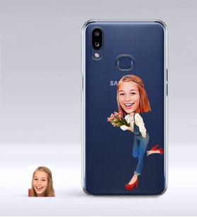BK Gift Kişiye Özel Bayan Karikatürlü Samsung Galaxy A10s İnce Şeffaf Silikon Telefon Kapağı-13 (Beyaz)
