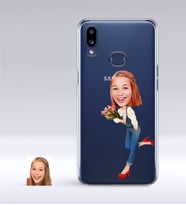 BK Gift Kişiye Özel Bayan Karikatürlü Samsung Galaxy A10s İnce Şeffaf Silikon Telefon Kapağı-13 (Beyaz)