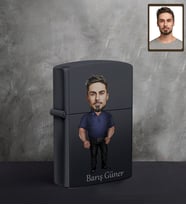 Kişiye Özel Erkek Karikatürlü UV Baskılı Siyah Benzinli Çakmak Model-7