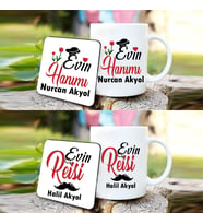 Evin Reisi Ve Evin Hanımı 2'Li Kupa 2det Bardak Altlığı Seti