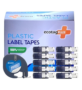 EcotagPlus Plastik Şerit Etiket Şeffaf 12 mm x 4 mt 10 lu Eco Paket (Boş)