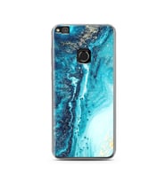 Mavi Kumsal Tasarımlı Süper Şeffaf Silikon Telefon Kılıfı Huawei P9 Lite (2017) 
