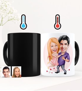 BK Gift Kişiye Özel Sevgililer Karikatürlü Sihirli Kupa Bardak - 3