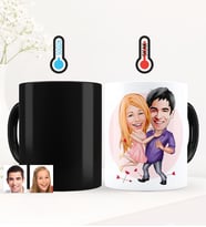 BK Gift Kişiye Özel Sevgililer Karikatürlü Sihirli Kupa Bardak - 3