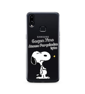 Snoopy Tasarımlı Süper Şeffaf Silikon Telefon Kılıfı Samsung A10s