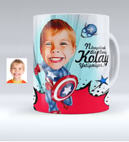 BK Gift Kişiye Özel Erkek Çocuk Karikatürlü Beyaz Kupa Bardak  2