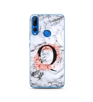 Mermer Çiçekli Harf Tasarım Süper Şeffaf Silikon Telefon Kılıfı Huawei Y9 Prime 