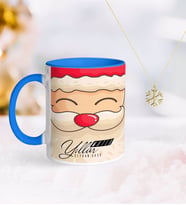 BK Gift Kişiye Özel Noel Baba Mavi Kupa ve Kar Tanesi Kolye-6 (Model 1)