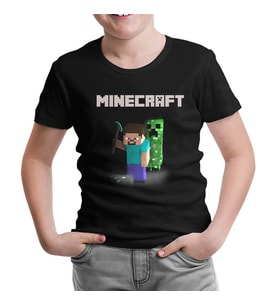 Minecraft - 7 Siyah Çocuk Tshirt