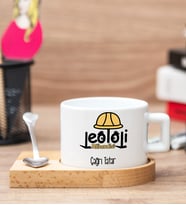 Jeoloji Mühendisine Hediye Ahşap Altlıklı Fincan