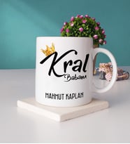 Babaya Hediye Kral Babam Babalar Günü Hediyesi Kupa Bardak ve Taş Bardak Altlığı Seti