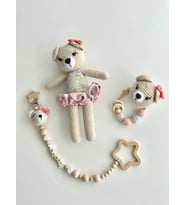 Amigurumi Ayıcık Bebek Seti Pembe (Krem)