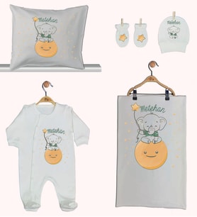 Pia Baby GL 1932-02 İsme Özel Beşli Tulum Set